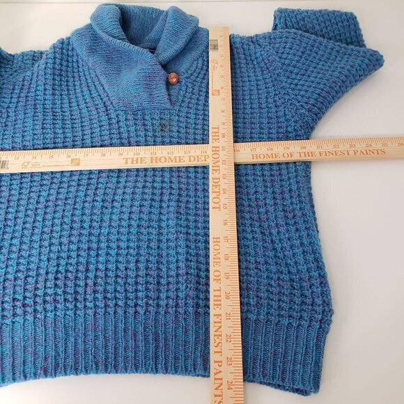 Woolrich Shawl Collar Sweater Wool Blend Blue Knit Pullover Womens Sz Large - Picture 8 of 10